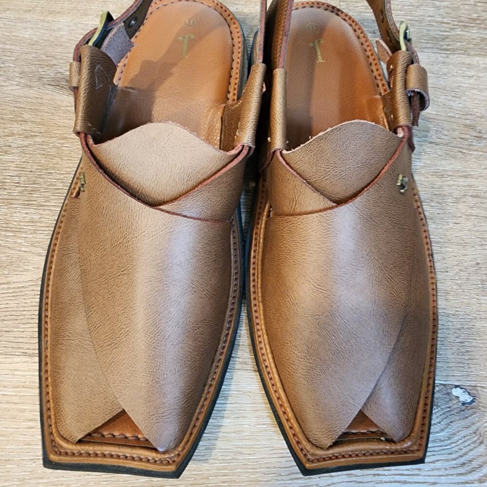 J Junaid Jamshed Kaptan chappal Double Sole Peshawari Leather Sandals 11M